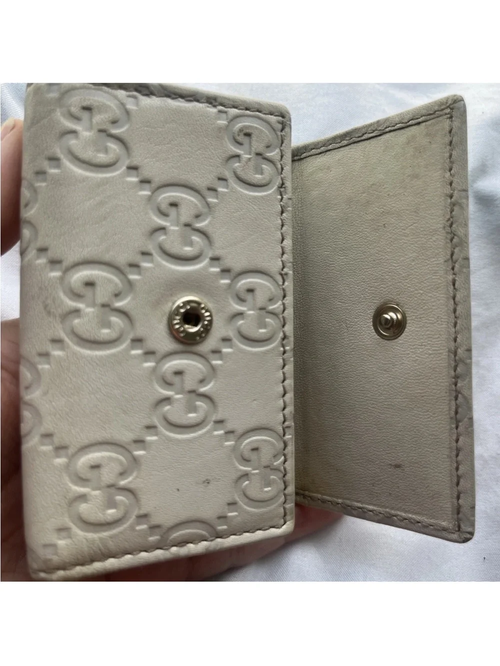 GUCCI Ssima Leather 6 Rings Key Case White